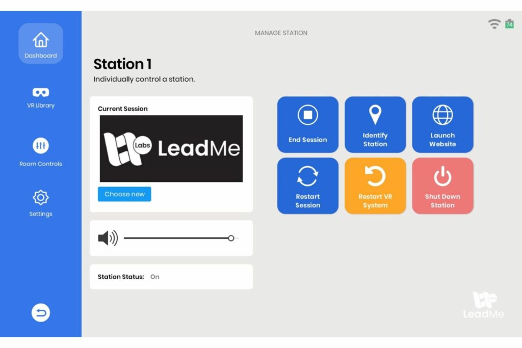 Navigate to the station to select shut down experience on LeadMe