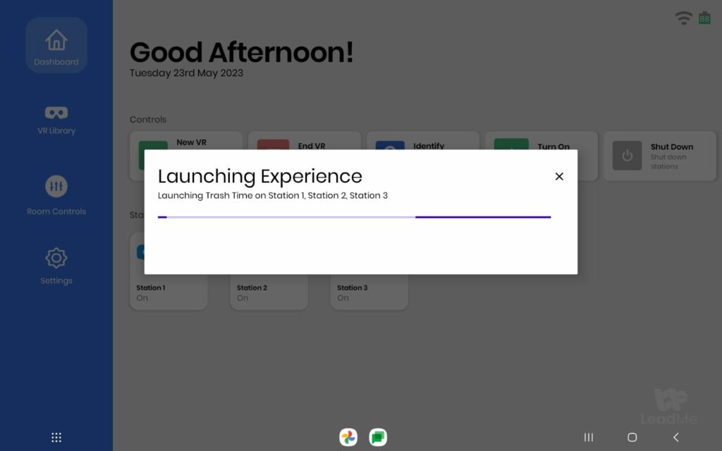 LeadMe loading screen for loading virtual reality experiences