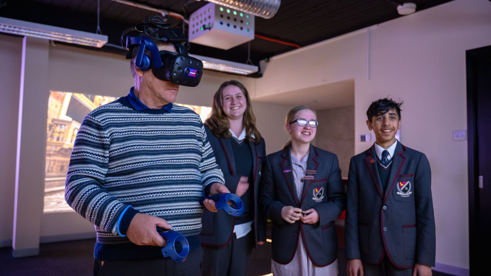Students are teaching others inside a Lumination Learning Lab in Melbourne.